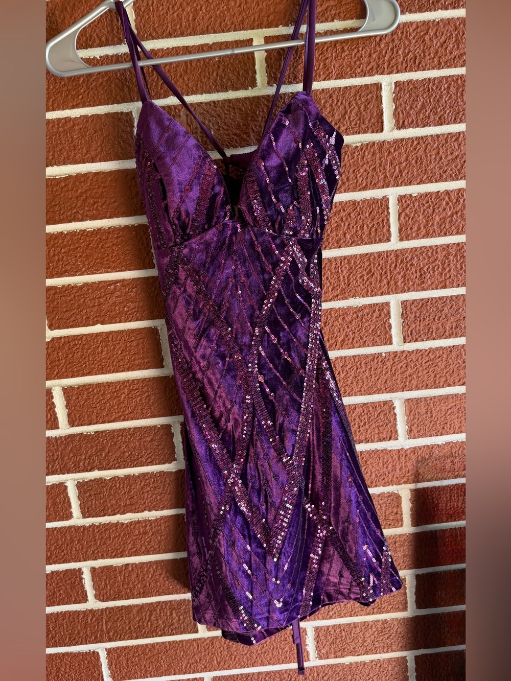 Windsor Heather Lace-Up Sequin Velvet Mini Dress XS
